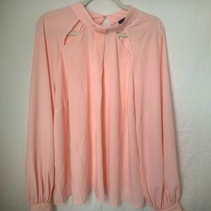 3/$20 Eloquii Blouse Pink Long Sleeve Cut Out